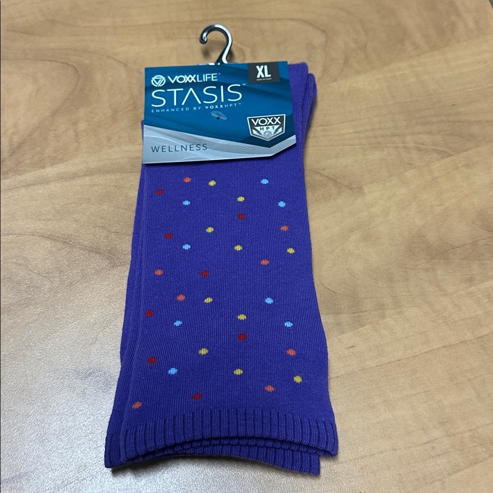 VoxxLife Stasis Purple Socks with Colorful Dots